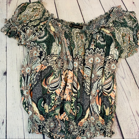 Zara Tops - Zara | Basic Peasant Paisley Top Size S